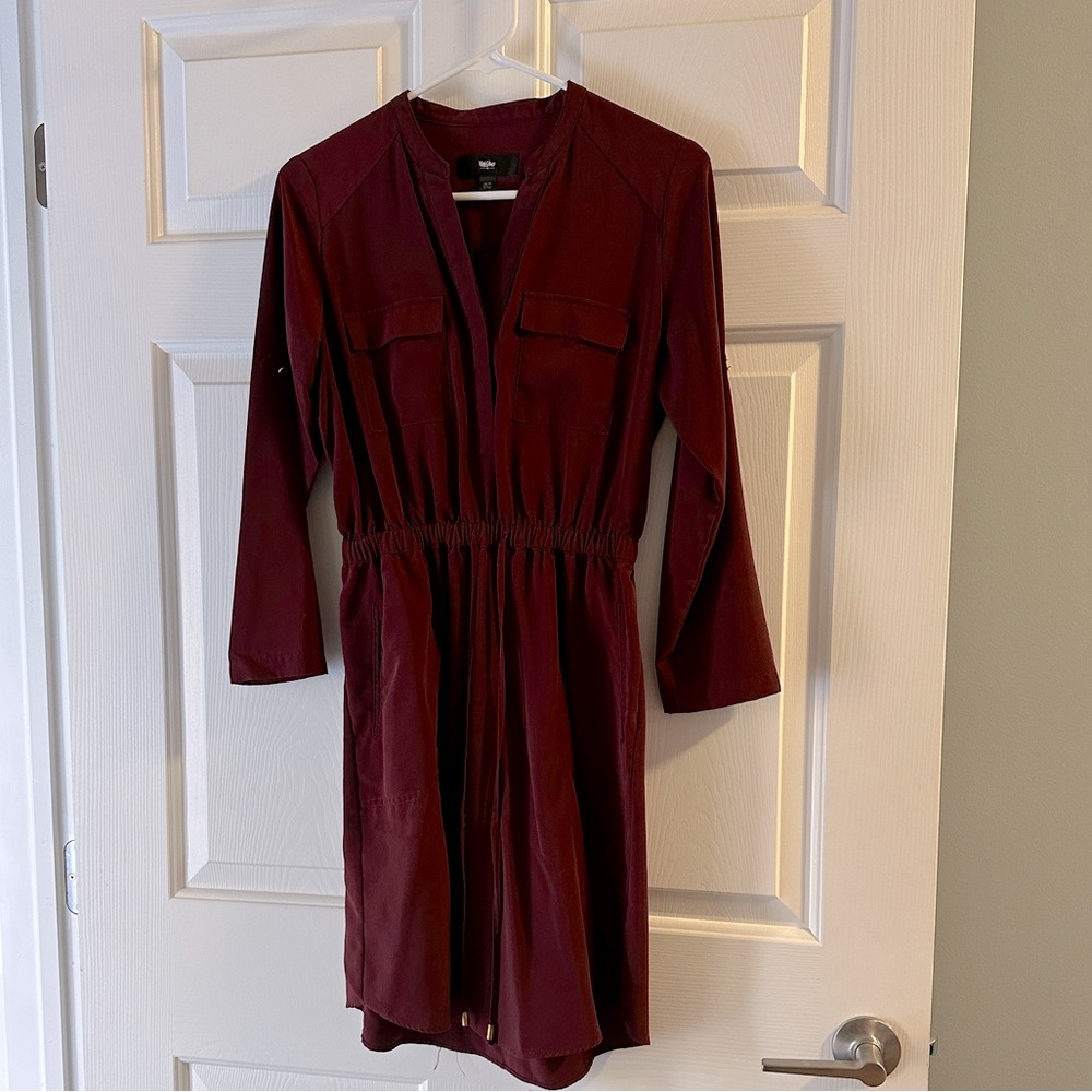 2/$20: Red Long-Sleeve Dress with Pockets